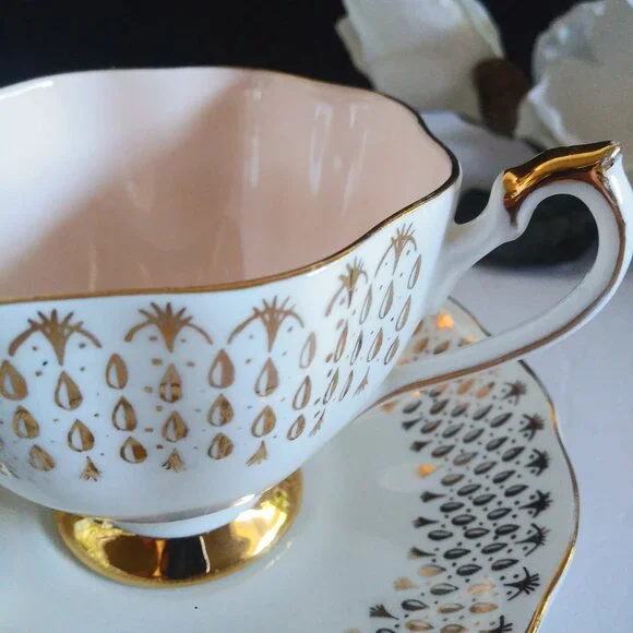 Queen Anne Bone China Tea Cup Pink Gold - Picture 6 of 16